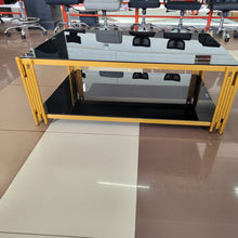Glass Coffee Table with Gold Metal Frame - 10mm Black Tempered Glass Two-Tier Table — WIMU Kitchen Nairobi — Kenya · WIMU Kitchen
