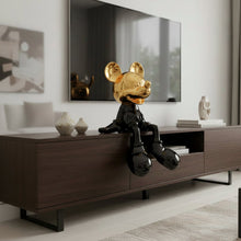 Sitting Mouse Character Statue with Glossy Chrome Black Finish and Gold Ear Accents — WIMU Kitchen Nairobi — Kenya · WIMU Kitchen