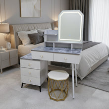 Marble-Top LED Vanity Dressing Table with Octagon Touch Mirror, 5 Drawers & Stool — WIMU Kitchen Nairobi — Kenya · WIMU Kitchen