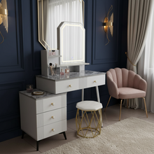 Marble-Top LED Vanity Dressing Table with Octagon Touch Mirror, 5 Drawers & Stool — WIMU Kitchen Nairobi — Kenya · WIMU Kitchen