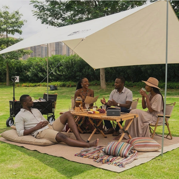 Outdoor Tarp Shelter with Poles, Ropes and Stakes, 3x3m to 4.5x4.5m — WIMU Kitchen Nairobi — Kenya · WIMU Kitchen Nairobi