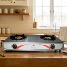 Table Top 2 Burner Gas Stove with Auto Ignition Stainless Steel TLHA0082 — Kenya · WIMU Kitchen