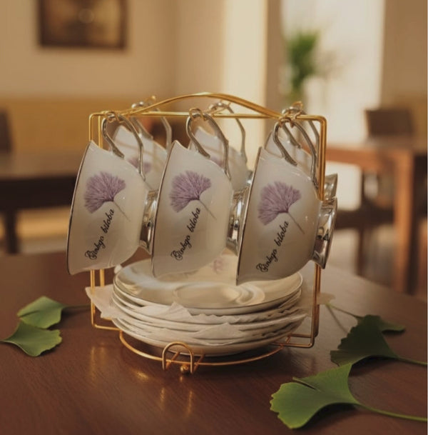 Bone China Cup and Saucer Set with Gold Display Stand, 170ml — WIMU Kitchen Nairobi — Kenya · WIMU Kitchen Nairobi