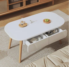 Oval Coffee Table with Drawer Storage, Walnut Finish — WIMU Kitchen Nairobi — Kenya · WIMU Kitchen