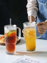 2-Piece Ribbed Borosilicate Glass Tumbler Set – 750ml with Lids, Straws & Handles — WIMU Kitchen Nairobi — Kenya · WIMU Kitchen