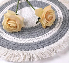 6 Piece Two-Tone Cotton Rope Woven Table Mat Set - Grey and White or Beige and White — WIMU Kitchen Nairobi — Kenya · WIMU Kitchen