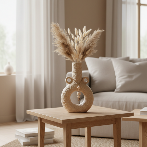 Donut Ceramic Vase With Bead Garland – Boho Shelf Statement Piece — WIMU Kitchen Nairobi — Kenya · WIMU Kitchen Nairobi