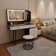 Black & White LED Vanity Dressing Table with 5 Drawers, Mirror & Cushioned Stool — WIMU Kitchen Nairobi — Kenya · WIMU Kitchen