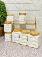 Ribbed 8-Piece Ceramic Canister Set with Bamboo Lids & Tray — WIMU Kitchen Nairobi — Kenya · WIMU Kitchen