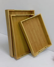 3 Piece Bamboo Serving Tray Set with Gold Handles — view 2 — Kenya · WIMU Kitchen