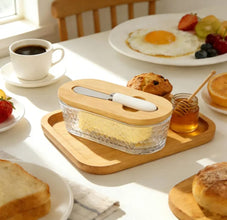 Glass Butter Spread Kit 300ml with Natural Bamboo Lid - Butter Dish and Keeper — WIMU Kitchen Nairobi — Kenya · WIMU Kitchen
