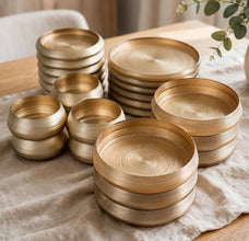 24 Piece Gold & Brown Brushed Glass Dinner Set — view 2 — Kenya · WIMU Kitchen
