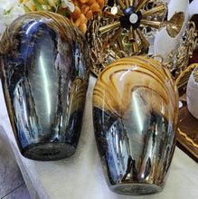 Handblown Amber Swirl Glass Vase with Caramel, Brown & Smoke Grey Pattern — WIMU Kitchen Nairobi — Kenya · WIMU Kitchen