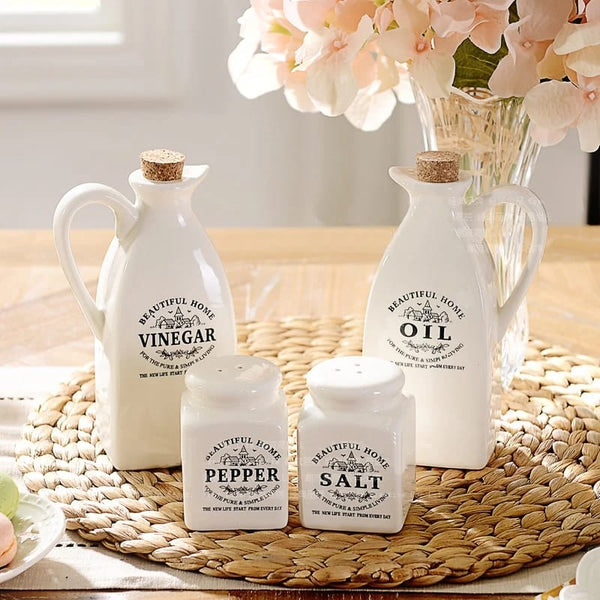 4 Piece Kitchen Cruet Jar Set with Oil, Vinegar, Salt and Pepper — WIMU Kitchen Nairobi — Kenya · WIMU Kitchen Nairobi