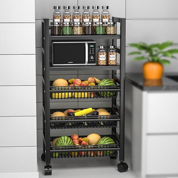 5 Layer Heavy-Duty Metal Vegetable Rack with Wheels and Mesh Baskets — WIMU Kitchen Nairobi — Kenya · WIMU Kitchen Nairobi