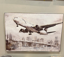 Plane Flying Over City Oil Painting 100x100cm — Kenya · WIMU Kitchen