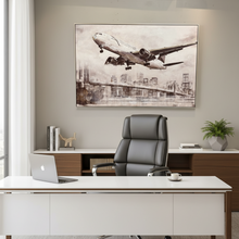 Plane Flying Over City Oil Painting 100x100cm — Kenya · WIMU Kitchen