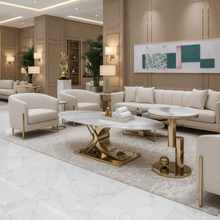 2-Piece Marble Top Gold Stainless Steel Coffee Table Set - Sculptural Oval and Round Tables — WIMU Kitchen Nairobi — Kenya · WIMU Kitchen