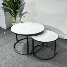 Black Metal Nesting Coffee Table Set with White Marble Top - 2 Round Tables in 2 Frame Designs — WIMU Kitchen Nairobi — Kenya · WIMU Kitchen