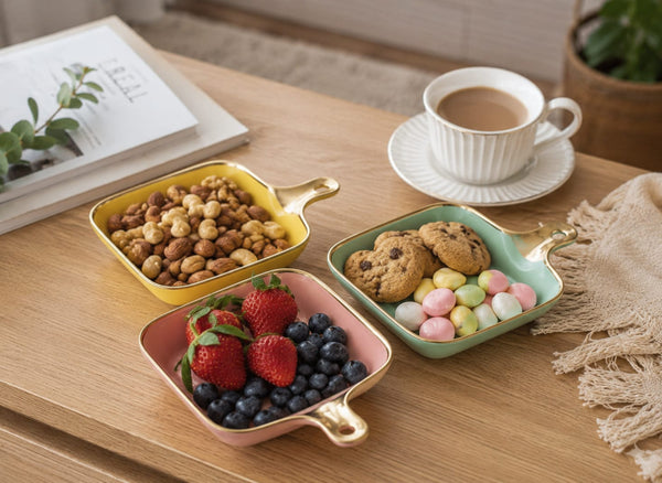 Rectangular Ceramic Snack Plate – Yellow or Pink, Single or 3-Piece Set — WIMU Kitchen Nairobi — Kenya · WIMU Kitchen Nairobi