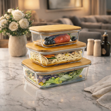 3-in-1 Glass Snack Storage Box Set with Bamboo Lids - Three Sizes for Pantry Storage — WIMU Kitchen Nairobi — Kenya · WIMU Kitchen