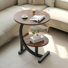 Round 2-in-1 Coffee and Laptop Table in Walnut - Two-Tier C-Frame Side Table — WIMU Kitchen Nairobi — Kenya · WIMU Kitchen