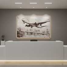 Plane Flying Over City Oil Painting 100x100cm — Kenya · WIMU Kitchen