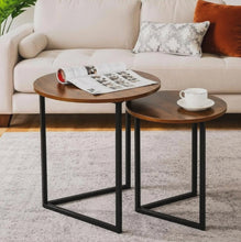 3 Piece Nesting Tables, Walnut & Black Metal — view 3 — Kenya · WIMU Kitchen