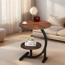 Round 2-in-1 Coffee and Laptop Table in Walnut - Two-Tier C-Frame Side Table — WIMU Kitchen Nairobi — Kenya · WIMU Kitchen