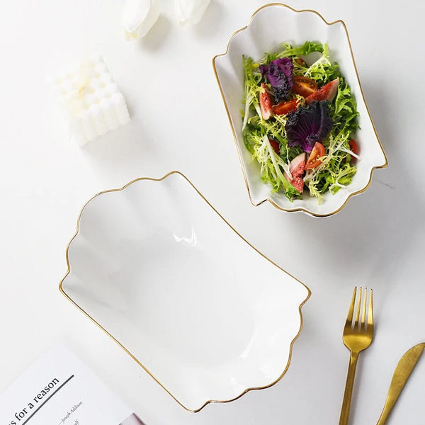 European Gold Trim Ceramic Pasta & Salad Bowl — WIMU Kitchen Nairobi — Kenya · WIMU Kitchen Nairobi