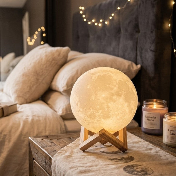 3D Moon Lamp Lunar Night Light with Wooden Stand — Kenya · WIMU Kitchen Nairobi
