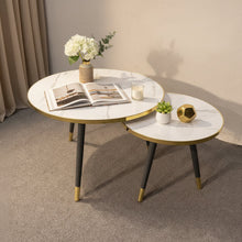 2-Piece Marble Top Nesting Side Table Set - Gold Trim with Black Tapered Legs, Grey or Pink Veining — WIMU Kitchen Nairobi — Kenya · WIMU Kitchen
