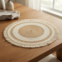 6 Piece Two-Tone Cotton Rope Woven Table Mat Set - Grey and White or Beige and White — WIMU Kitchen Nairobi — Kenya · WIMU Kitchen