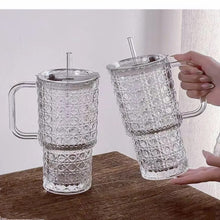 2-Piece Ribbed Borosilicate Glass Tumbler Set – 750ml with Lids, Straws & Handles — WIMU Kitchen Nairobi — Kenya · WIMU Kitchen