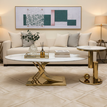2-Piece Marble Top Gold Stainless Steel Coffee Table Set - Sculptural Oval and Round Tables — WIMU Kitchen Nairobi — Kenya · WIMU Kitchen