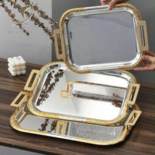 3-Piece Rectangular Stainless Steel Serving Tray Set with Gold-Coated Handles — WIMU Kitchen Nairobi — Kenya · WIMU Kitchen