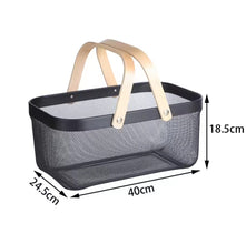 Large Mesh Storage Basket with Wooden Handle — view 3 — Kenya · WIMU Kitchen