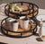 42cm Acacia Wood Serving Tray with Steel Side Handles — WIMU Kitchen Nairobi