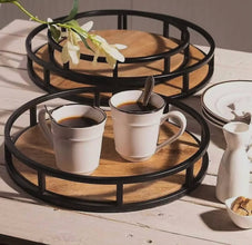 42cm Acacia Wood Serving Tray with Steel Side Handles — WIMU Kitchen Nairobi — Kenya · WIMU Kitchen