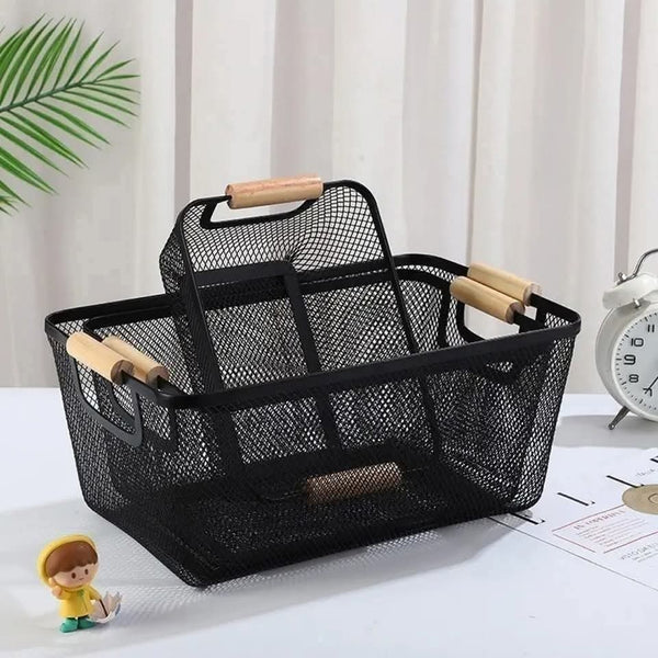 3 Piece Mesh Storage Basket Set with Bamboo Handles - Ventilated Household Organisers — WIMU Kitchen Nairobi — Kenya · WIMU Kitchen Nairobi