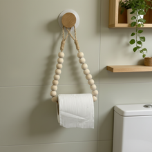 Wooden Bead Paper Towel Holder with Suction Hook — view 3 — Kenya · WIMU Kitchen