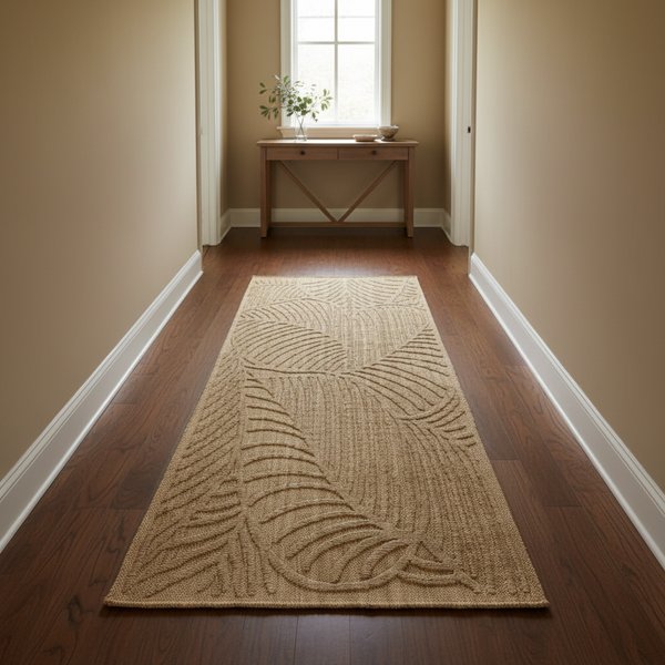 Timeless Woven Art Deco Arch and Leaf Corridor Runner Rug, Bound Edges, 3m or 4m — WIMU Kitchen Nairobi — Kenya · WIMU Kitchen Nairobi