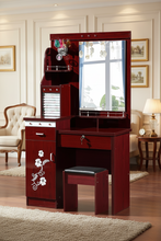 Mahogany-Red Vanity Dressing Table with Floral Cabinet, Jewellery Mirror & Stool — WIMU Kitchen Nairobi — Kenya · WIMU Kitchen