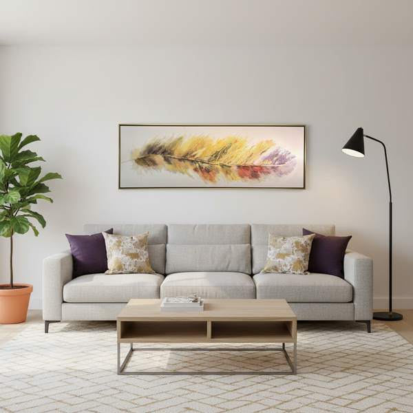 Yellow Feather Style Oil Painting 80x120cm — Kenya · WIMU Kitchen Nairobi