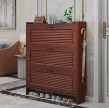 Ultra-Thin Flip Shoe Cabinet in White with Black Details - Narrow Entryway Storage — WIMU Kitchen Nairobi — Kenya · WIMU Kitchen