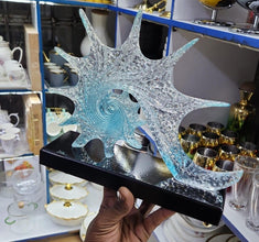 Blue Resin Conch Sculpture Coastal Ocean Wave Decor with Glossy Black Base — WIMU Kitchen Nairobi — Kenya · WIMU Kitchen