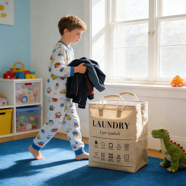 Collapsible Large Laundry Hamper Basket with Leather Handles, 32 x 32 x 45cm — WIMU Kitchen Nairobi — Kenya · WIMU Kitchen Nairobi