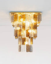 Waterfall Glass Amber Block Flush Mount Light Chandelier — Kenya · WIMU Kitchen