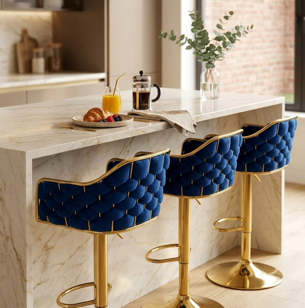 Bar Stools with Gold Details — Kenya · WIMU Kitchen Nairobi