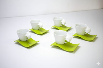 6 Piece Espresso Cup & Saucer Set, 120ml Ceramic — view 6 — Kenya · WIMU Kitchen